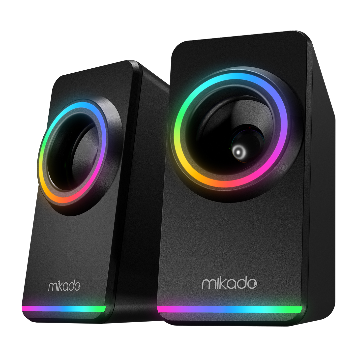 Mikado MD-182 2.0 Siyah Full RGB Led Işıklı Multimedia Speaker USB Gaming Oyuncu Speaker Hoparlör