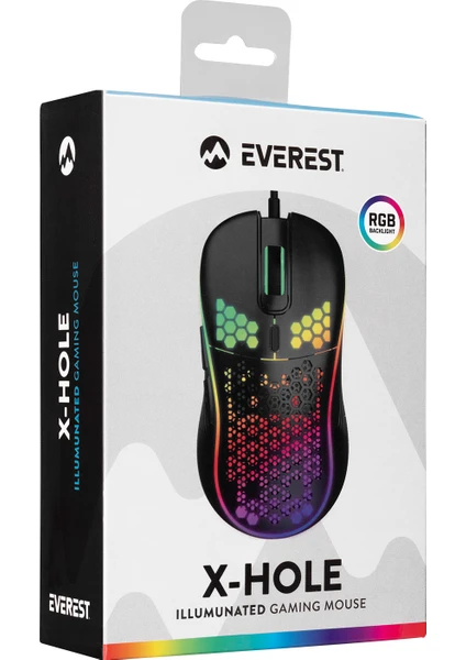 Everest SM-G66 X-Hole USB Siyah 7d Optik 8000DPI LED Işıklı Mouse